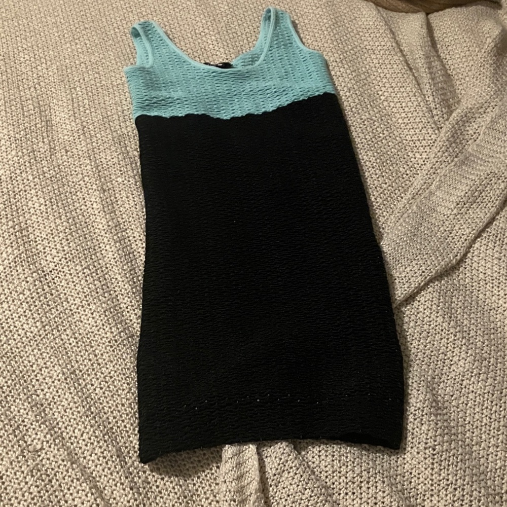 bebe Black and Teal Mini Dress